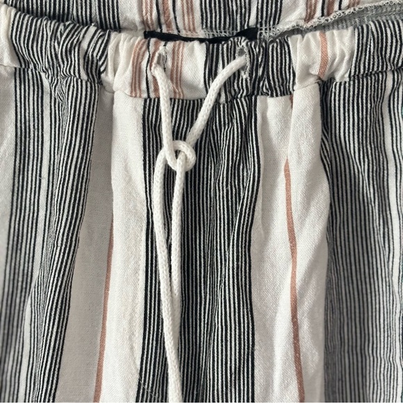 Womens Forever 21 Striped Linen Blend Wide Leg Pants – Drawstring Size Large - Picture 4 of 9